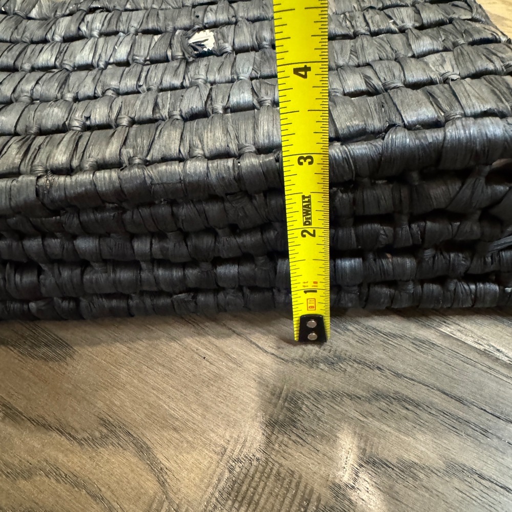 LAUREN Ralph Lauren Black Woven Straw Raffia Mini Top Handle Bag Purse FLAWS - Picture 10 of 14